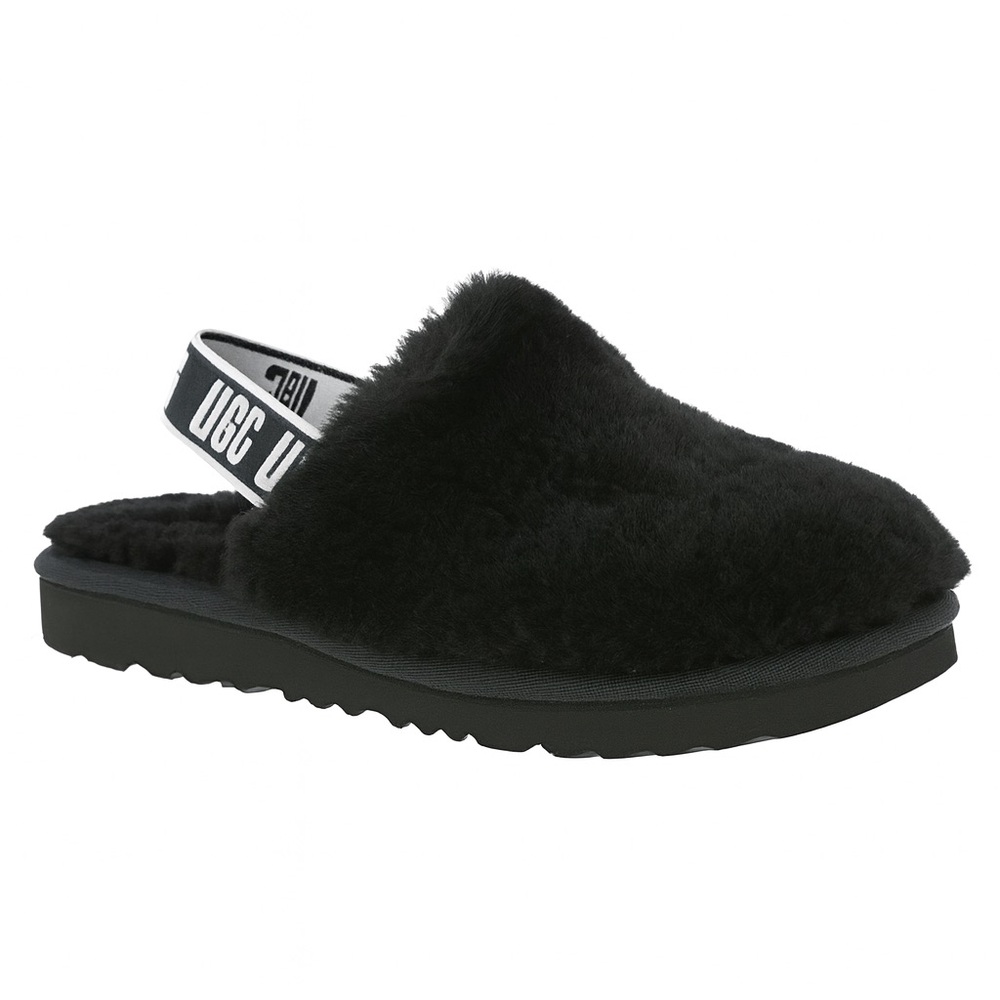 UGG Girls K Fluff Yeah Clog Slipper –Black – Size 4 Big Kid – Brand New With Box